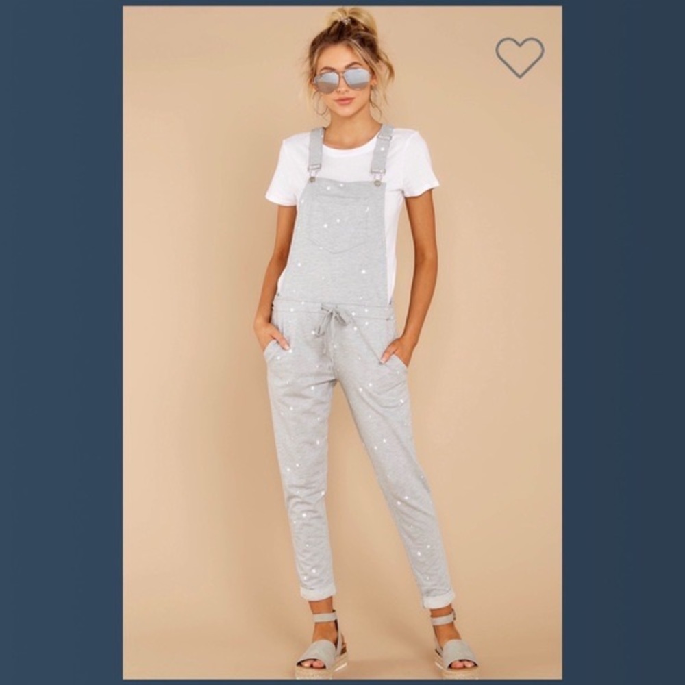 Z Supply Light Gray Star Print Overalls